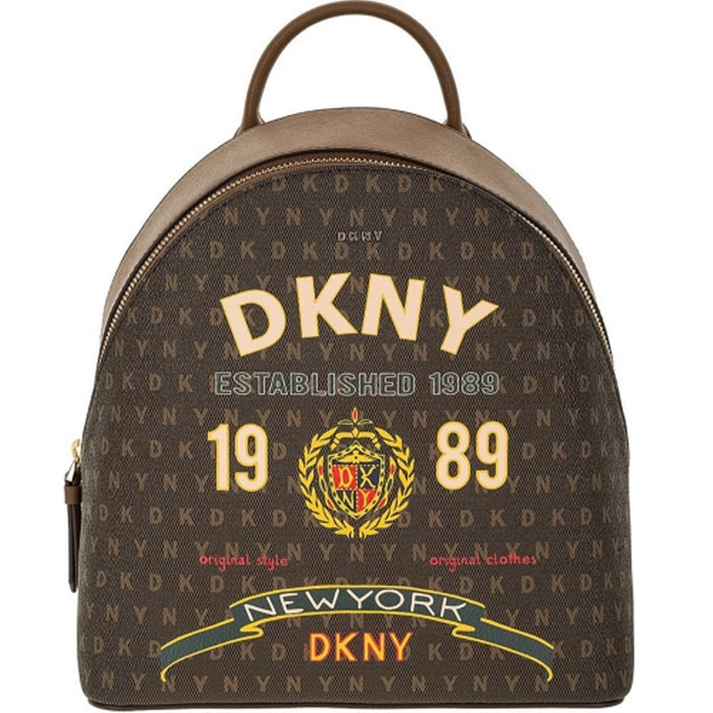[Like New][DKNY] 스몰 백팩 모카 로고 브라운골드